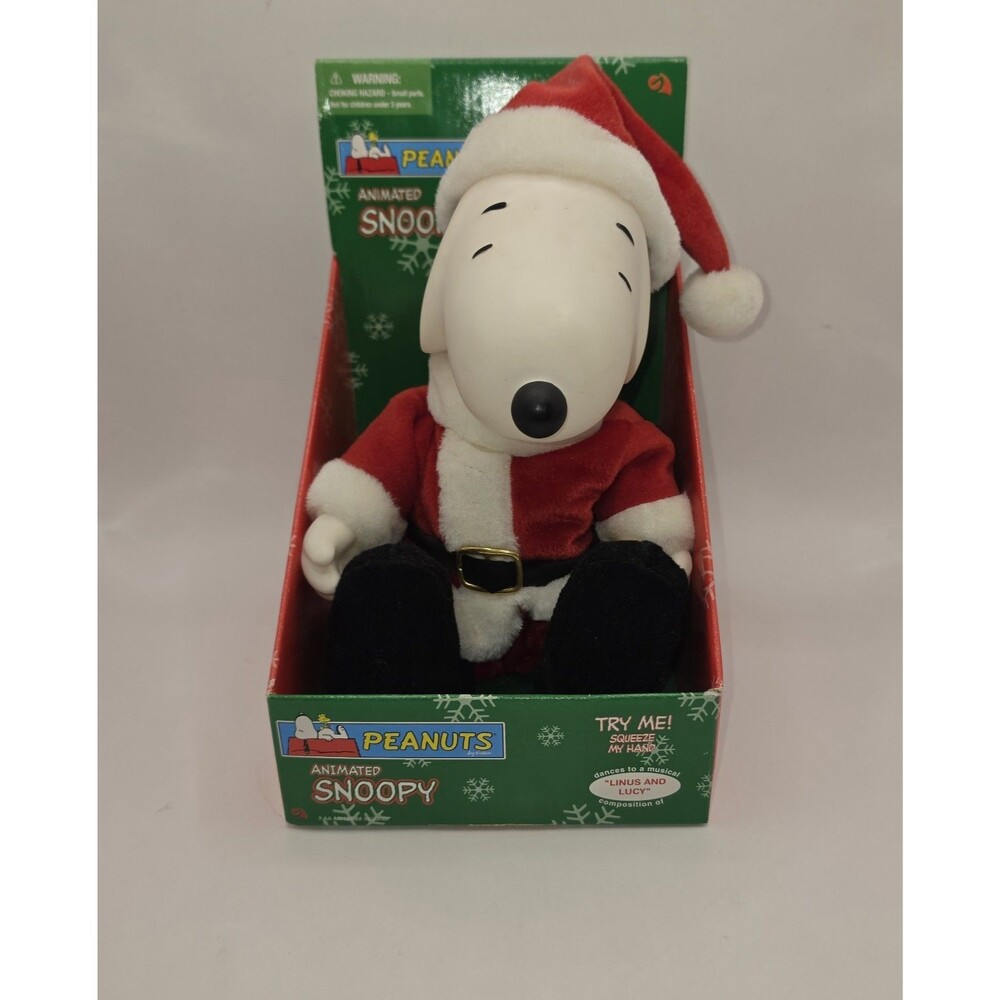 Snoopy Santa Dancing Christmas Plush Figure Peanuts 10” Gemmy NIB